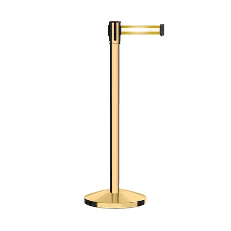 Retractable Belt Barrier Stanchion, 2 Pol.Brass Post  7.5'Y Ref. Belt